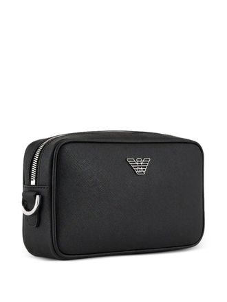 Emporio Armani Logo-Plaque Nylon Clutch - Black