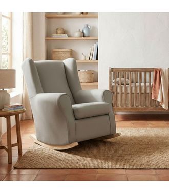 Muemue Sill&oacute;n Mecedora Con Patas Madera Gris 95x81x104cm