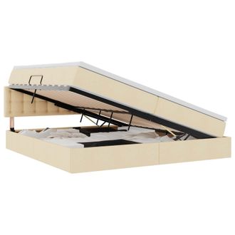 vidaXL Cama De Almacenamiento Led Con Colch&oacute;n Crema 200 X 200 Cm Tela Vidaxl