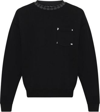 Palm Angels Katoenen sweatshirt met zak - Heren - Sweatshirts - Zwart - S - Katoen - Hoodies & sweatvesten