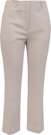 Theory High-Waisted Straight-Leg Trousers in Beige Polyester