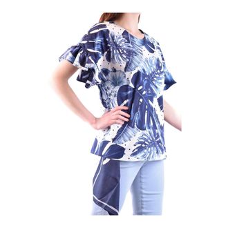 Twinset Blouses, female, Multicolor, Size: S Floral Pattern Short Sleeve Round Neck T-shirt