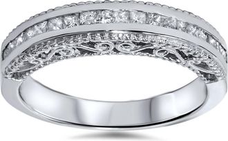 Pompeii3 1/2ct Princess Cut Vintage 14K Diamond Anniversary Ring