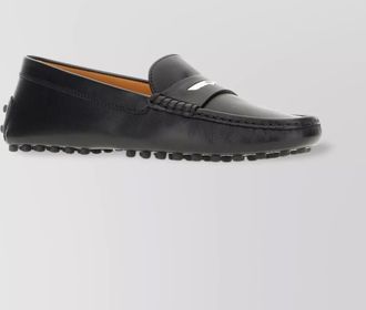 Tod's leather loafers with metal logo plate