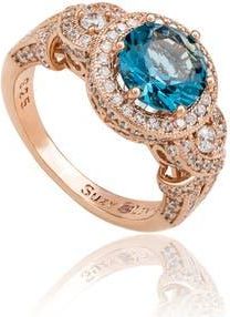 Suzy Levian Pavé Cubic Zirconia Engagement Ring in Blue at Nordstrom Rack, Size 7.5