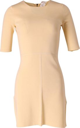 Chlo&eacute; Chloe mini-jurk met ronde hals in pastelgeel polyester