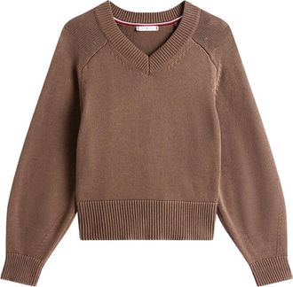 Tommy Hilfiger V-neck sweater - women - Organic Cotton - L - Brown