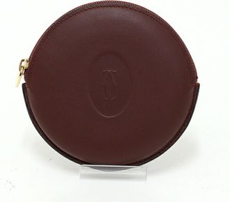 Cartier Bordeaux Leather Coin Purse/Coin Case (Pre-Owned)