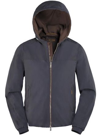 Moorer Black Smooth Casual Jacket With Functional Hood