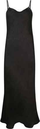 BASERANGE Dydine Midi Jurk - Dames - Maxi kleedjes - Zwart - L - Linnen - Kleedjes