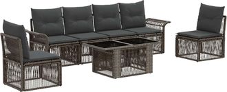 vidaXL Conjunto De Sof&aacute;s De Jard&iacute;n 7 Uds. Gris Y Gris Oscuro Vidaxl