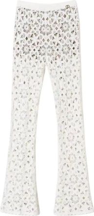Twinset Gebreide broek - Dames - Wijde Broeken - Wit - S - Broeken