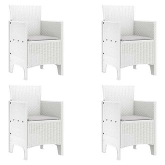 Berkfield Home Garden Chair Set of 4 White Rattan Standard Durable
