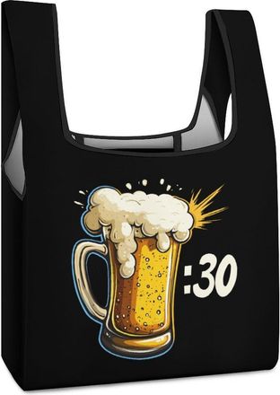 Generic Beer Thirty Patricks Day Irish Shopping Bag Reusable Grocery Tote Bag Foldable Handbag for Travel Picnic