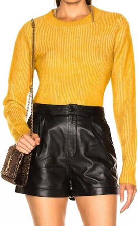 Frame Denim Crew Neck Solid Wool Blend Pullover Sweater In Mustard