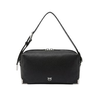 Pinko Bauletto Trittico Mini - Dames - Schoudertassen - Zwart - ONE Size - Leer - Tassen