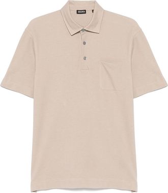 Ermenegildo Zegna Polo in cotone con ricamo logo - Toni neutri