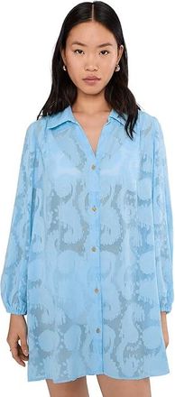 Lilly Pulitzer Sadira Clip Coverup Womens Swimwear Bellevue Blue Tangerine Dream Poly Clip : XXS, Polyester