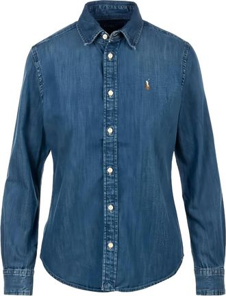 Polo Ralph Lauren Blouse met Polo Pony-borduurwerk - Blauw