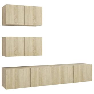 Berkfield Home 4 Piece TV Cabinet Set Sonoma Oak Engineered Wood in Light Brown