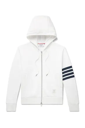 Thom Browne Slim-Fit Striped Loopback Cotton-Jersey Zip-Up Hoodie