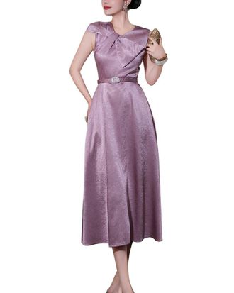 Burryco Burryco Purple Solid Midi Dress