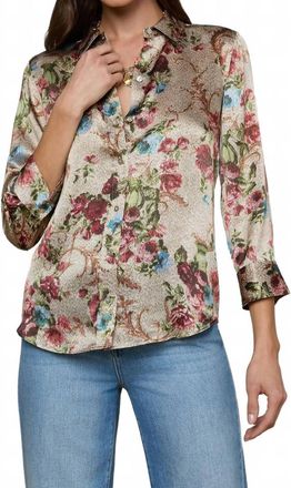 L'agence Dani Silk Blouse In Multi Floral Tapestry