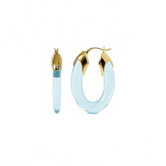 Gold & Honey Womens Carved Oval Lucite Birthstone Hoop Earrings In April - Diamond