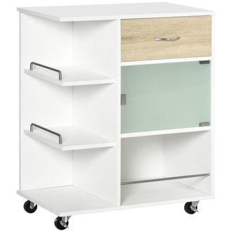 HOMCOM Carro de cocina 65x39x80 cm madera natural