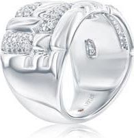 Suzy Levian Cubic Zirconia Checkered Woven Band Ring in Silver at Nordstrom Rack, Size 7