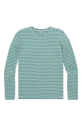 primary Adult Long Sleeve Everyday Stripe Tee in Ivory Sunwashed Teal Stripe at Nordstrom, Size X-Small
