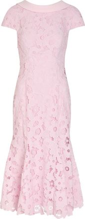 Self Portrait Floral Guipure Lace Midi Dress - Pink - 12 (UK12 / M)