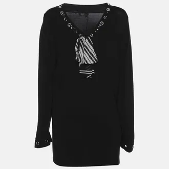 Basler Black Jersey Drawstring Neck Tie Sweatshirt