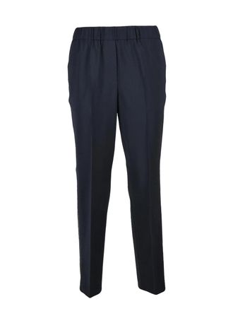 PESERICO Navy Blue Tailored Virgin Wool-Blend Straight-Leg Pants