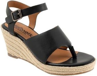 Softwalk Hilo Ankle Strap Espadrille Platform Wedge Sandal in Black at Nordstrom, Size 10.5