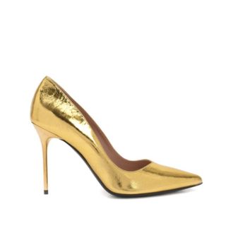 Balmain Gold Calfskin High Heel Womens Pumps