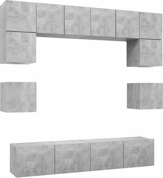 vidaXL Vidaxl - Set muebles de salón tv 8 pzas madera ingeniería gris hormigón