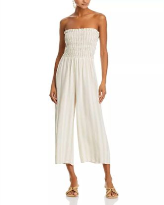 Bella Dahl Smocked Strapless Jumpsuit In Playa Sand Stripe