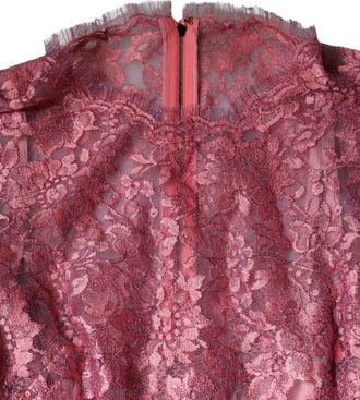 Dolce & Gabbana Womens Pink Floral Lace Long Sleeve Midi Dress