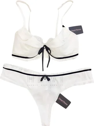 Chantal Thomass Ivory Leavers Lace Pad Bra & Thong Set Size M