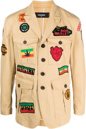 Dsquared2 logo-patch jacket - men - Polyester/Cotton - 52 - Neutrals