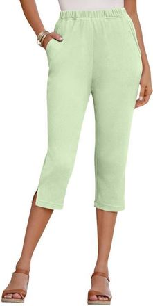 Roaman's Plus Size Soft Knit Relaxed Pull On Capri Pant in Green Mint at Nordstrom, Size Small