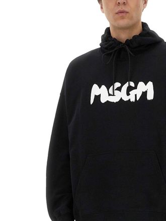 Msgm Cotton Hoodie Sweatshirt - Black