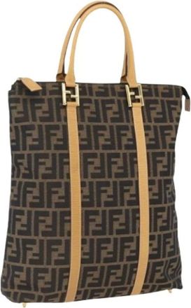 Fendi Pre-owned Tote Bags, female, Brown, Size: ONE SIZE Pre-owned Zucca Canvas Hand Bag