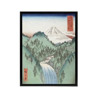 Artery8 In The Mountains Of Izu Province Framed Canvas Wall Art Print Hiroshige in Green | Size: W24 x H32