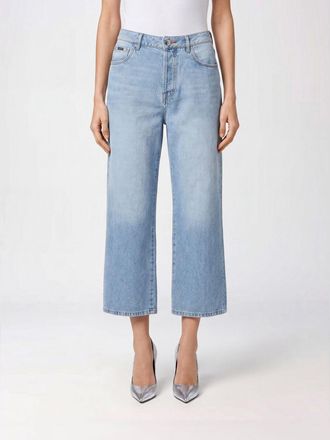 Philipp Plein Jeans cropped in denim stretch a gamba larga e vita alta