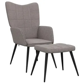 vidaXL Sedia Relax Con Sgabello Tortora In Tessuto - Vidaxl