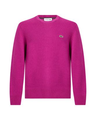 Lacoste Ribbed Merino Wool Sweater with Embroidered Crocodile Emblem