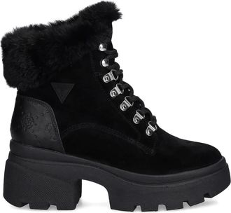 Guess Co Yareli faux fur-trim ankle boots - women - Leather/Polyester/Polyurethane/Polyester/Rubber - 36 - Black
