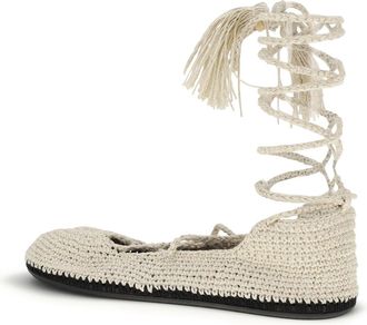 Alanui Womens Lace-Up Ballerinas Arpa Black General Recycled Polyester Sandal